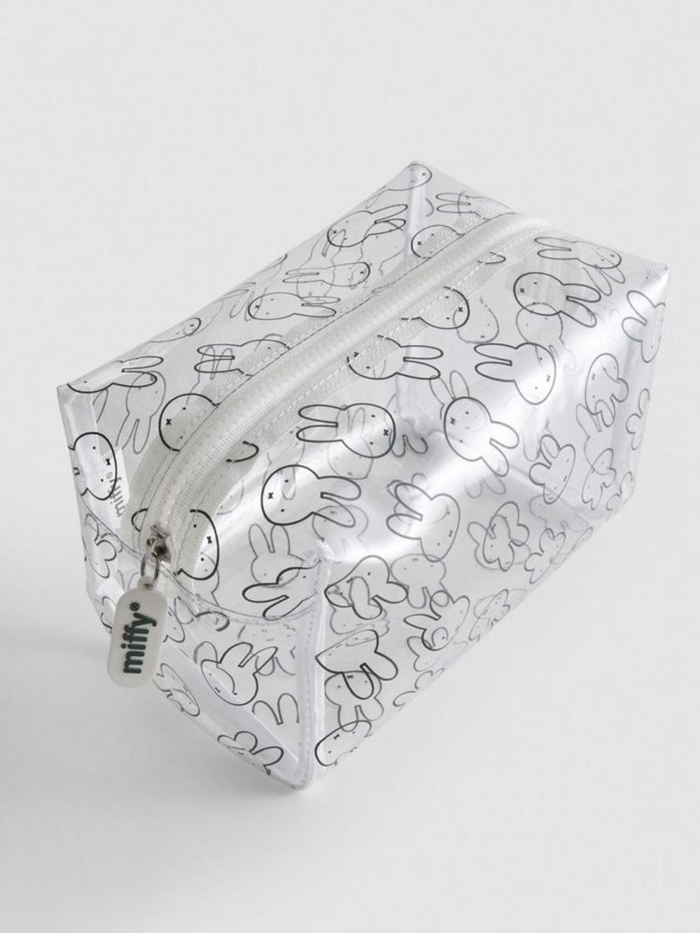 MIFFY Clear Bunny Print Cosmetic Pouch - White & Black
